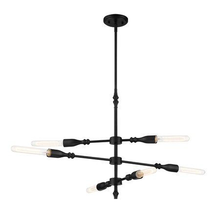 Designers Fountain Louise 60 Watt 6 Light Matte Black Pendant with Spindles D231M-IS-MB